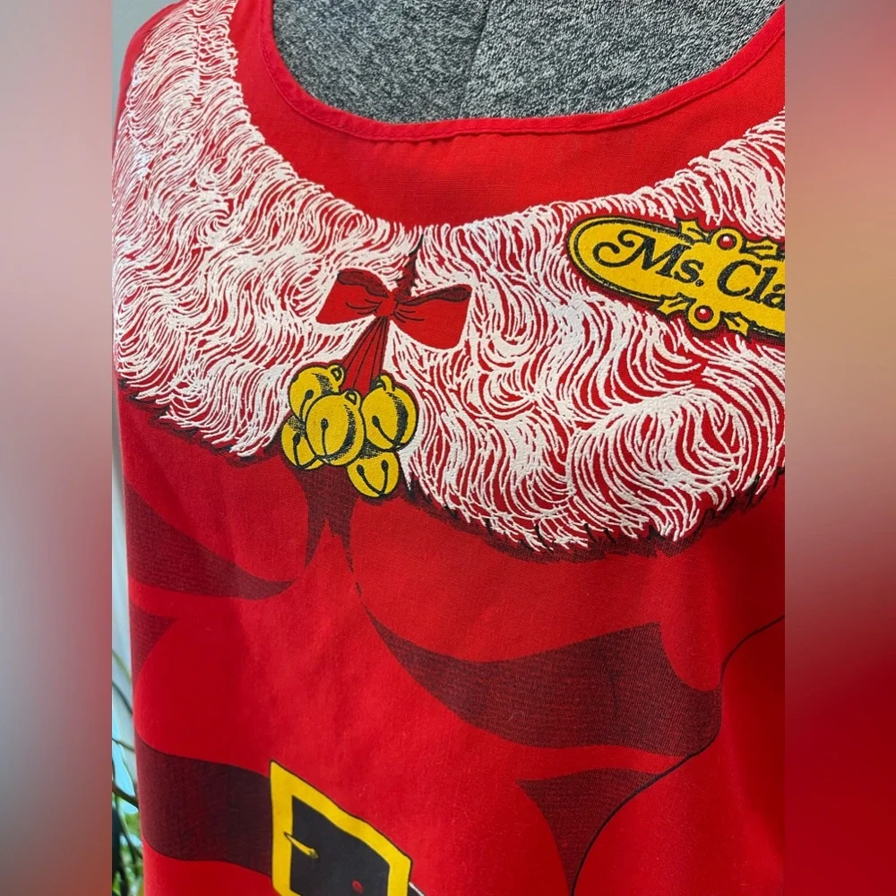 Paulison Denver 1983 “Mrs Claus” vintage red double apron-made in USA-cotton ble